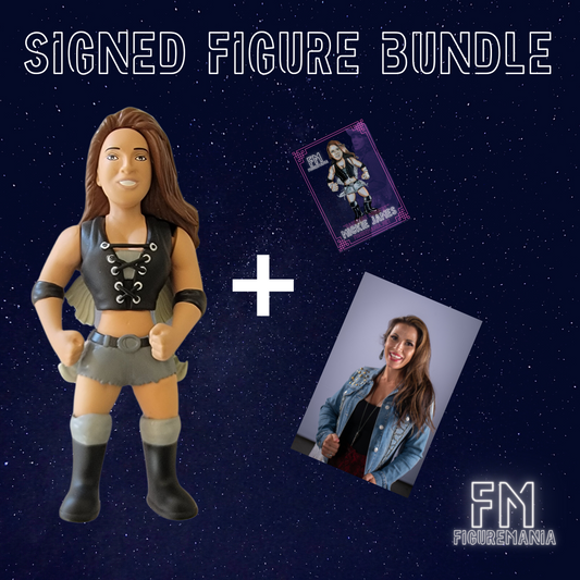 SIGNED Mickie James Retro Figure Bundle: Figure/Trading Card/Signed 8x10